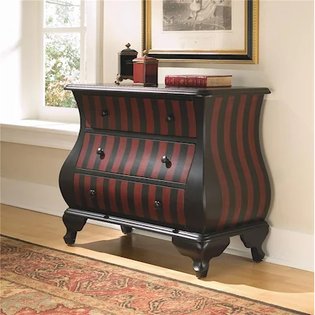 Black and Red Striped Accent Chest